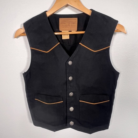 Powder River Outfitters Other - Powder River Outfitters Vest Mens Large Western Cowboy Waistcoat Pockets Black